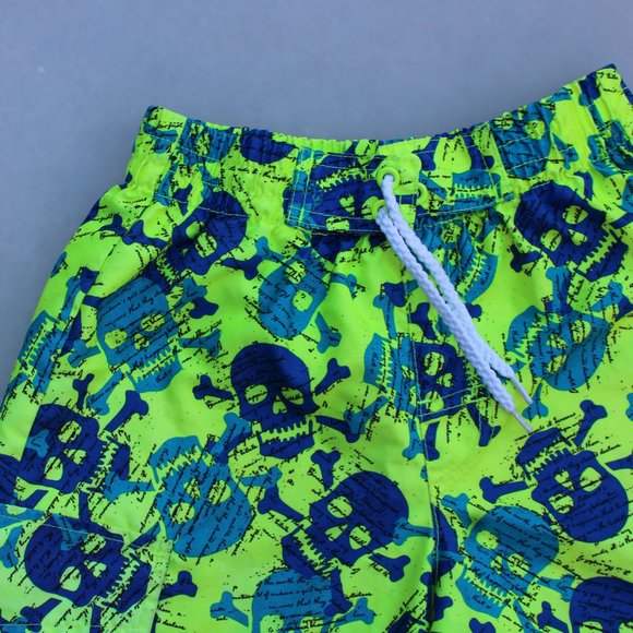 OP Ocean Pacific Youth Swim Trunks Youth L 16.5 X  W 10 Green Blue Skulls - Picture 3 of 10